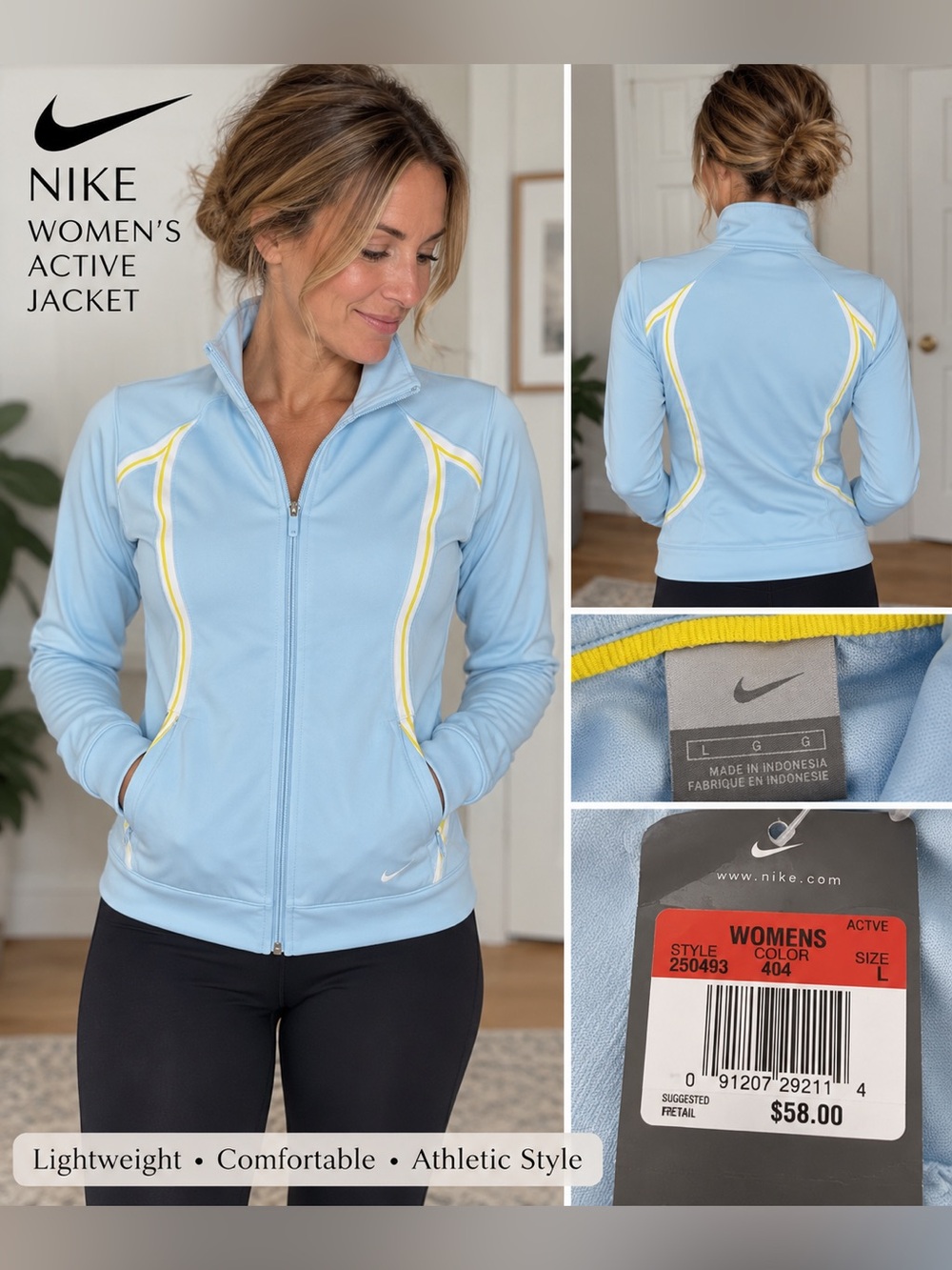 Nike Juniors Active Full Zip Jacket Blue Yellow White Size L 12-14 NWT